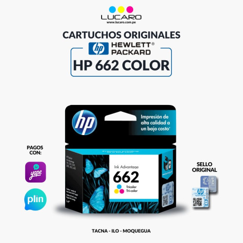 Cartucho de Tinta HP 662 Color Original | S/55.00