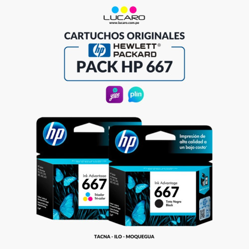 Pack Cartuchos HP 667 Color y Black | S/110.00